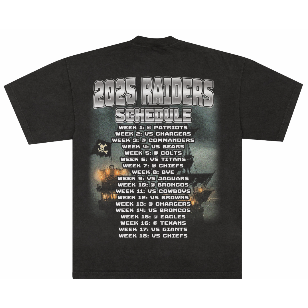 RAIDERS 2025 SEASON SCHEDULE TEE